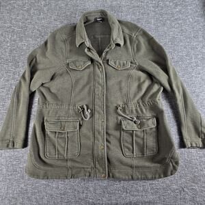 Torrid Jacket French Terry Knit Utility Shirt Jacket Green Size 1